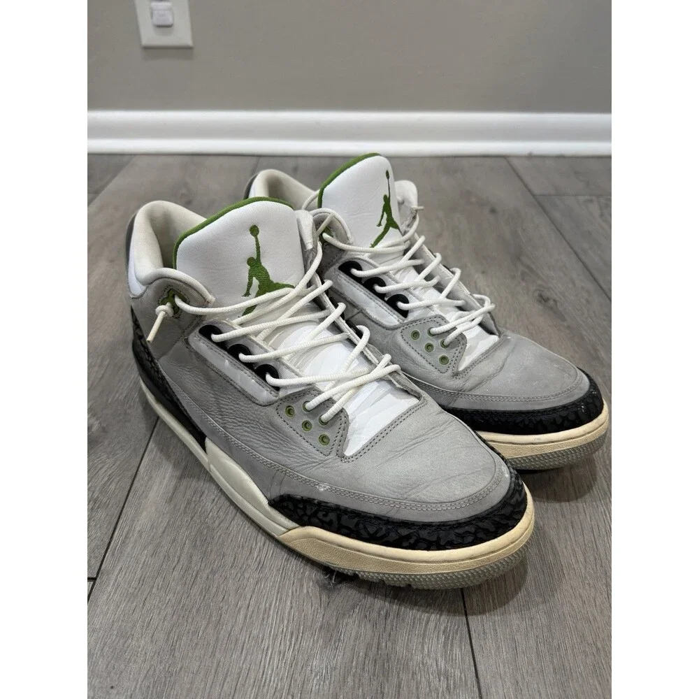 Size 13 - Air Jordan 3 Retro Chlorophyll 2018 Grey Black Green 136064-006